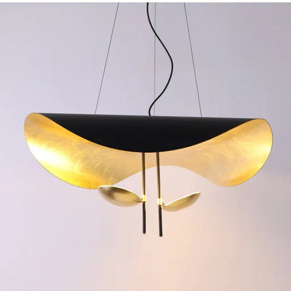 Plafonnier LED noir et dorée - Style raie manta