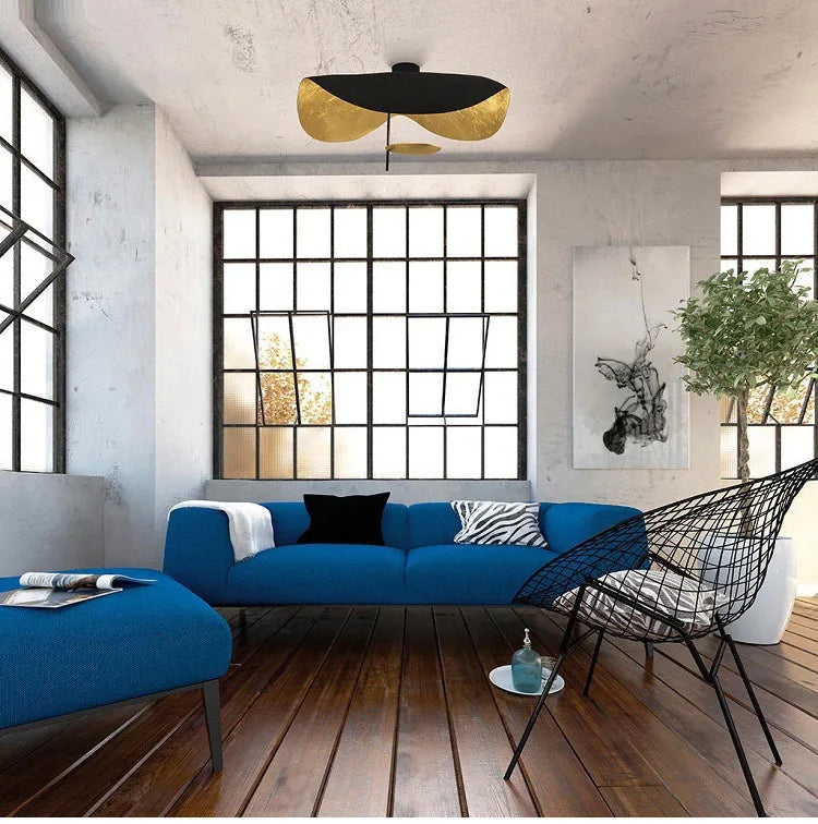 Plafonnier LED noir et dorée - Style raie manta