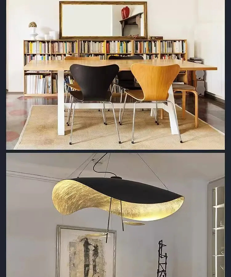 Plafonnier LED noir et dorée - Style raie manta