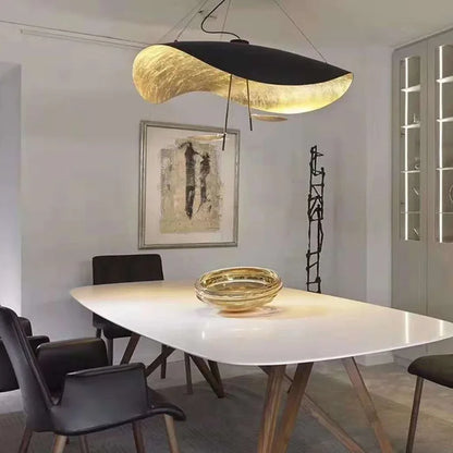 Plafonnier LED noir et dorée - Style raie manta