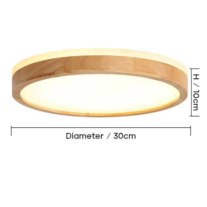 Plafonnier LED rond en Bois pour Chambre et Salon