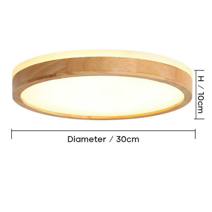 Plafonnier LED rond en Bois pour Chambre et Salon