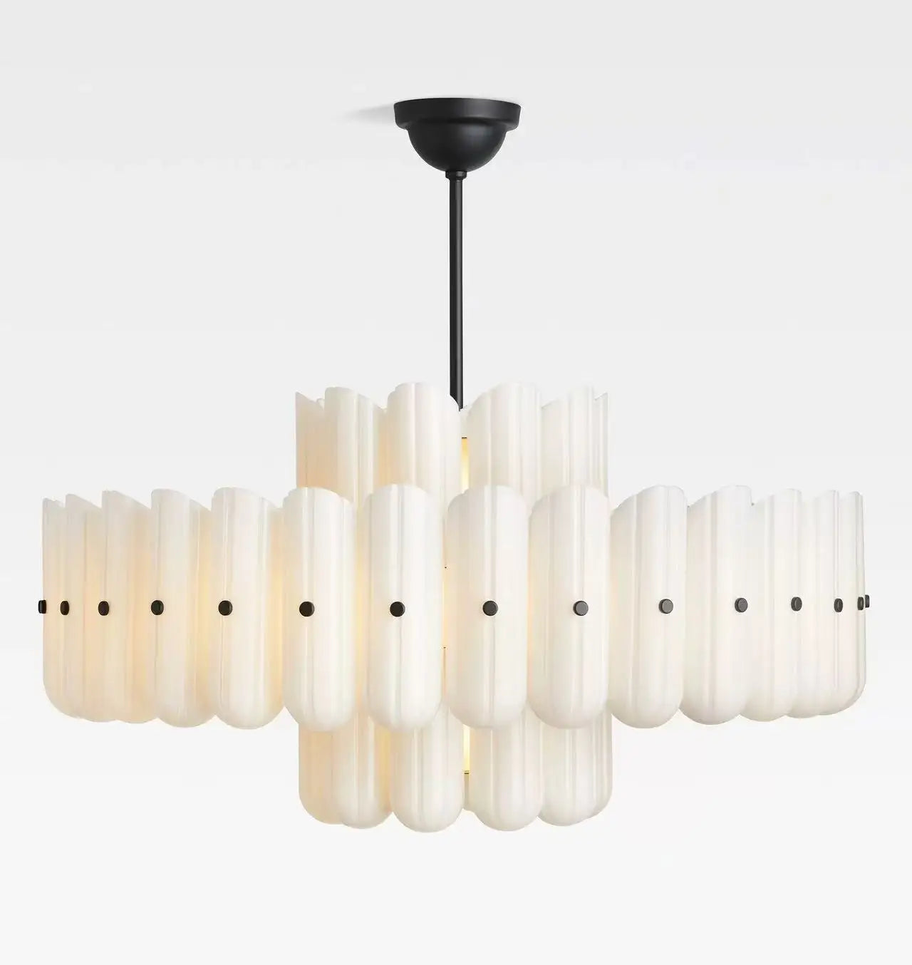 Grand Lustre Blanc Crème et Noir