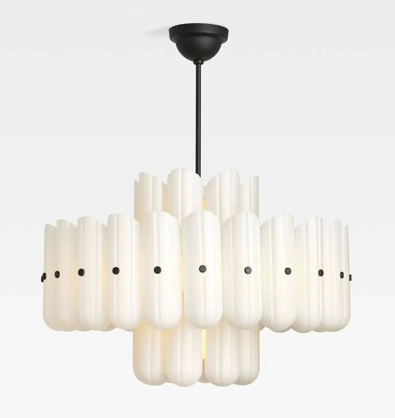Grand Lustre Blanc Crème et Noir