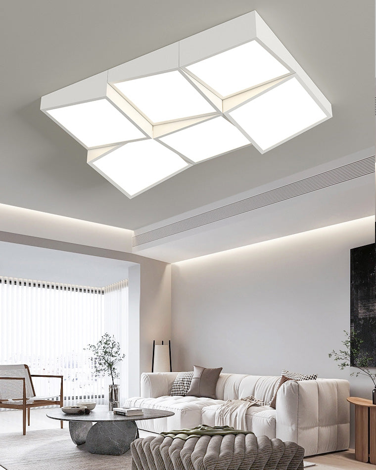 Plafonnier Moderne Carré ou Ondulé Blanc Givré