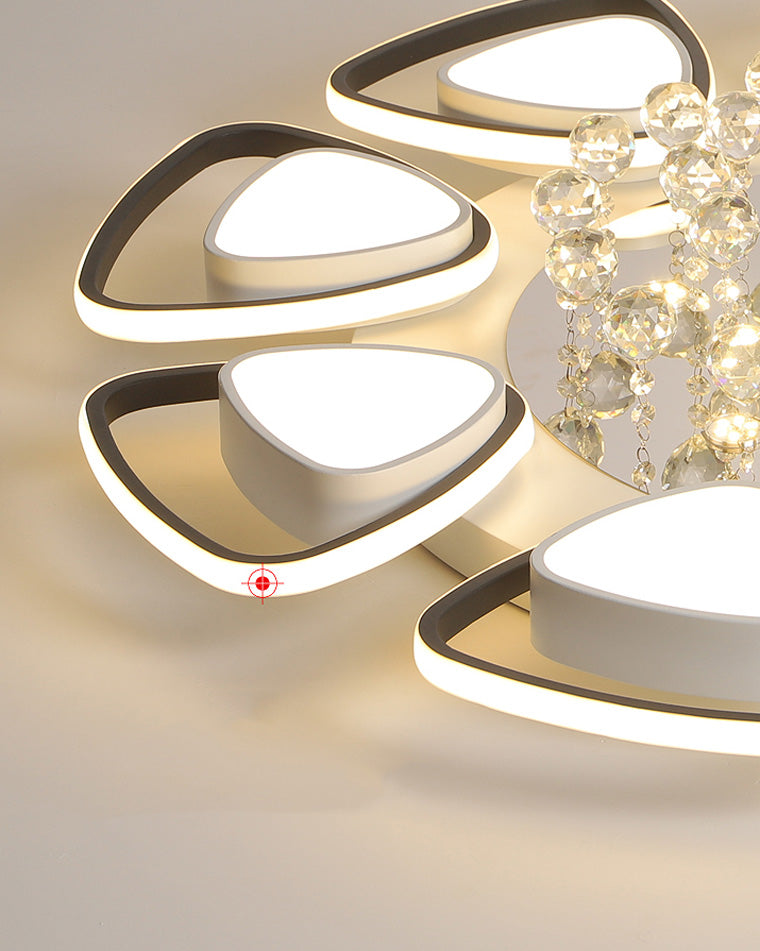 Plafonnier Moderne Rond Motif Fleur Cristal