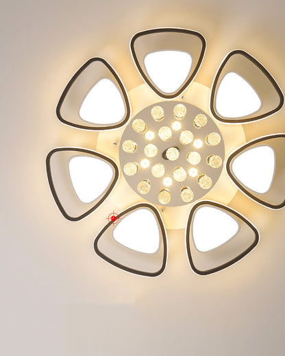 Plafonnier Moderne Rond Motif Fleur Cristal