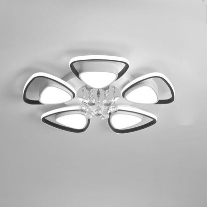Plafonnier Moderne Rond Motif Fleur Cristal