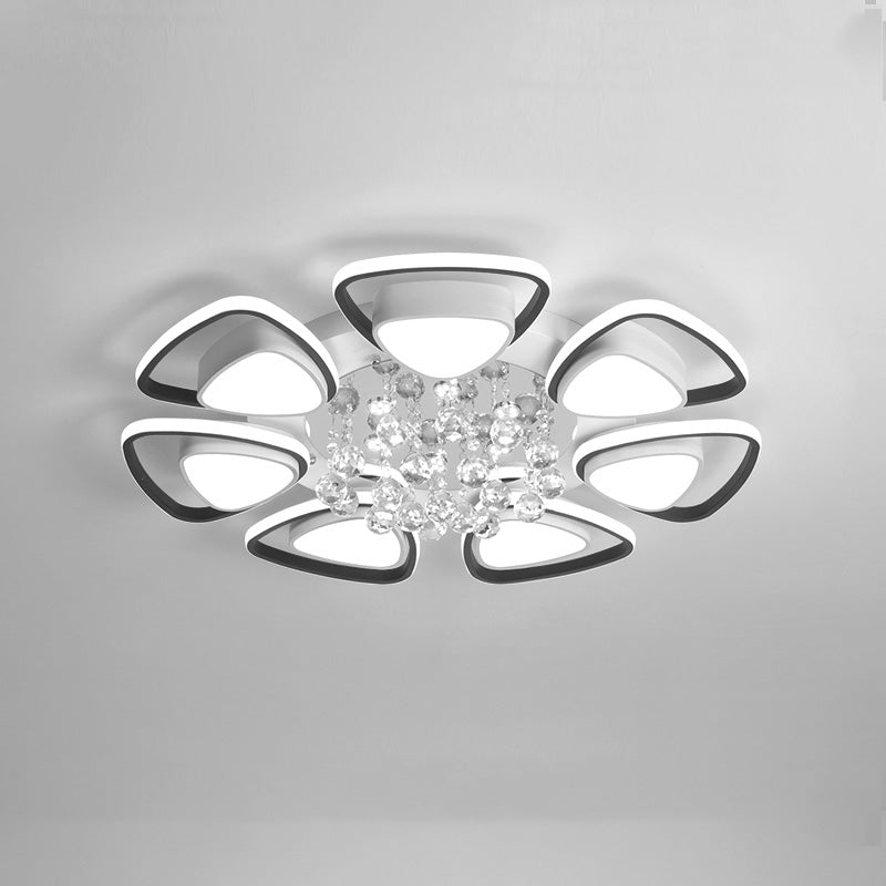 Plafonnier Moderne Rond Motif Fleur Cristal