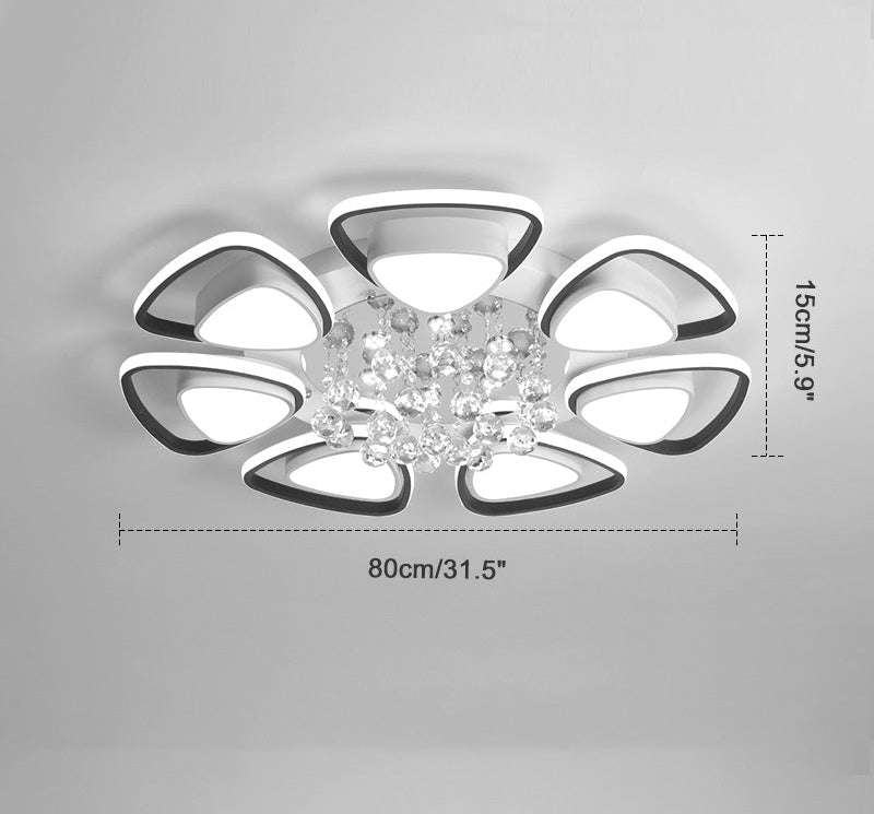Plafonnier Moderne Rond Motif Fleur Cristal
