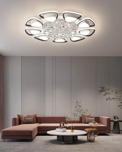 Plafonnier Moderne Rond Motif Fleur Cristal