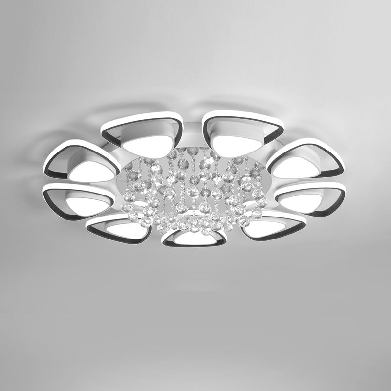 Plafonnier Moderne Rond Motif Fleur Cristal