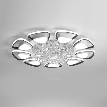Plafonnier Moderne Rond Motif Fleur Cristal