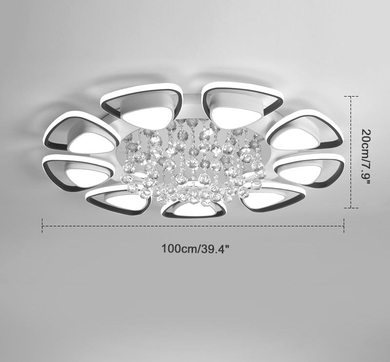 Plafonnier Moderne Rond Motif Fleur Cristal