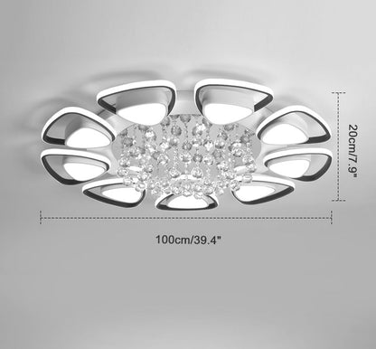 Plafonnier Moderne Rond Motif Fleur Cristal