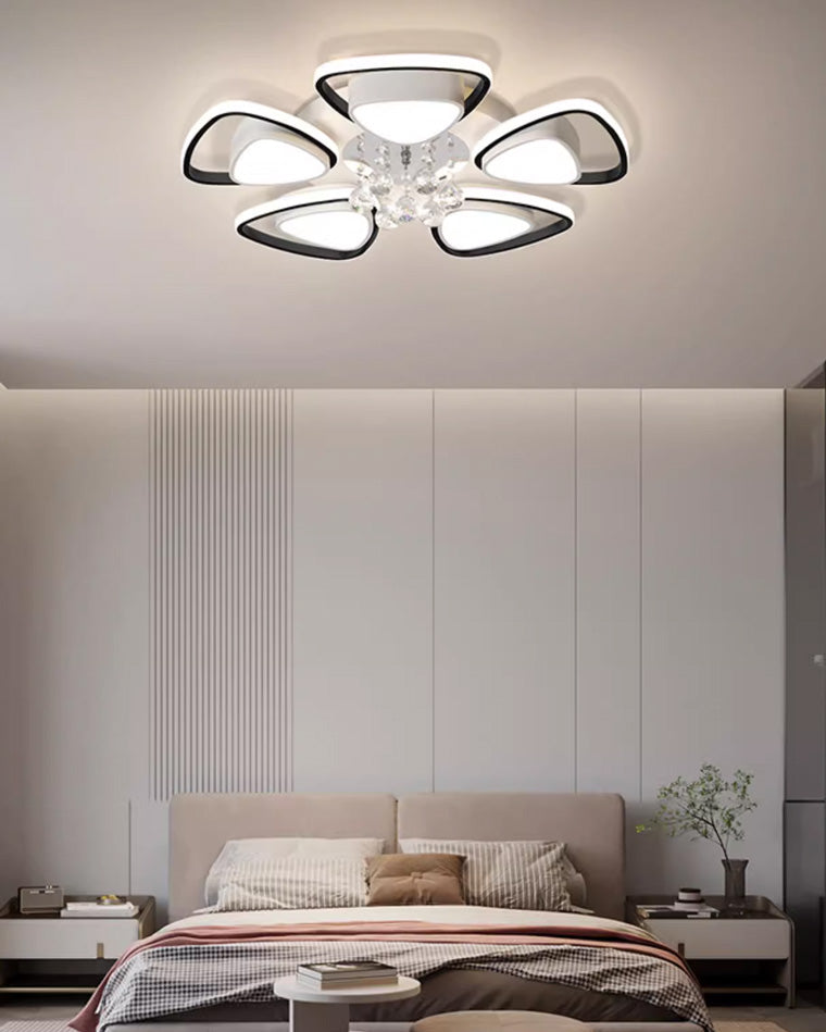 Plafonnier Moderne Rond Motif Fleur Cristal