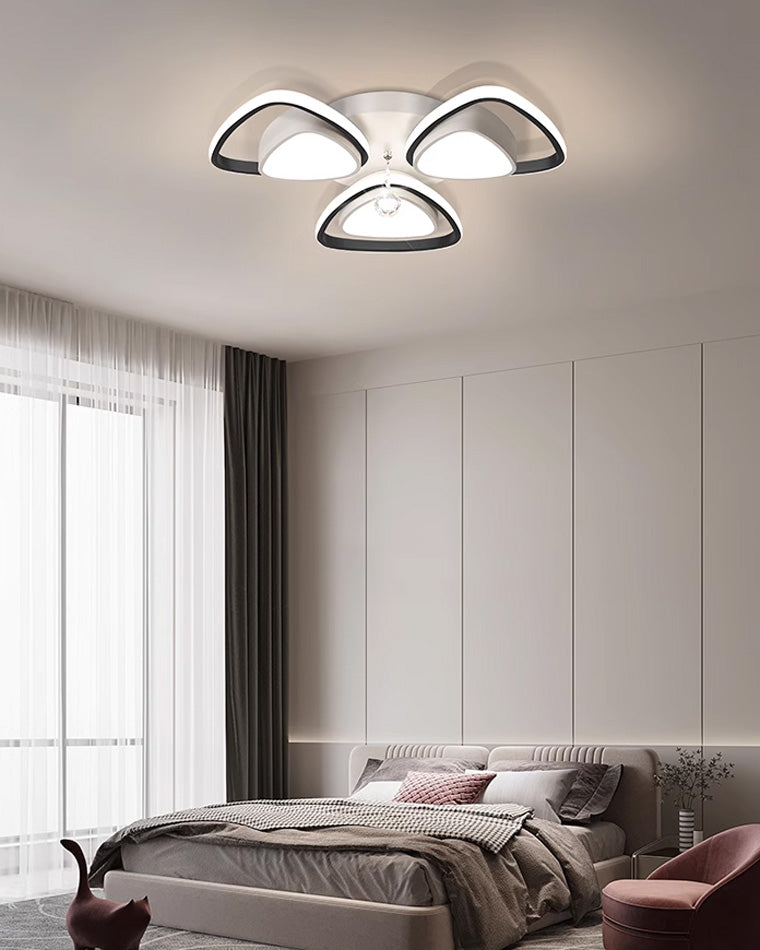 Plafonnier Moderne Rond Motif Fleur Cristal