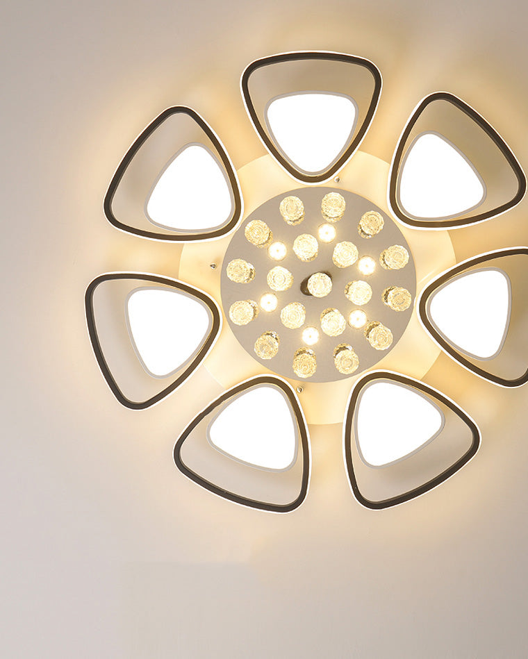 Plafonnier Moderne Rond Motif Fleur Cristal