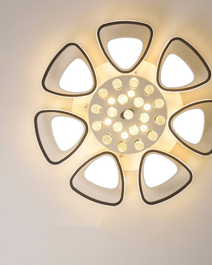Plafonnier Moderne Rond Motif Fleur Cristal