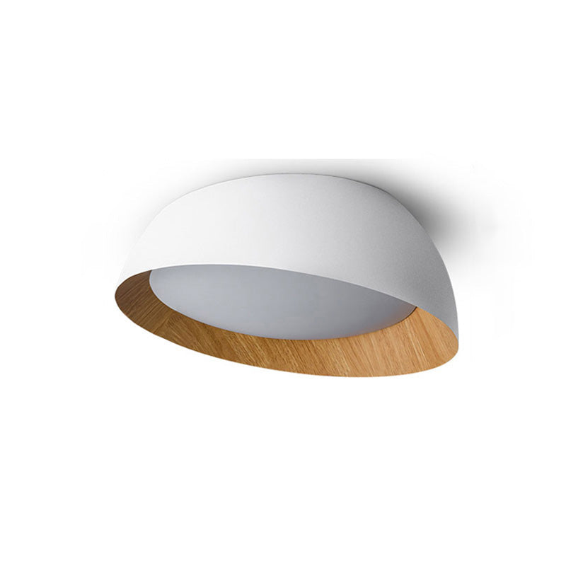 Plafonnier Rond Asymétrique Finition Bois – Ø32 à 50 cm