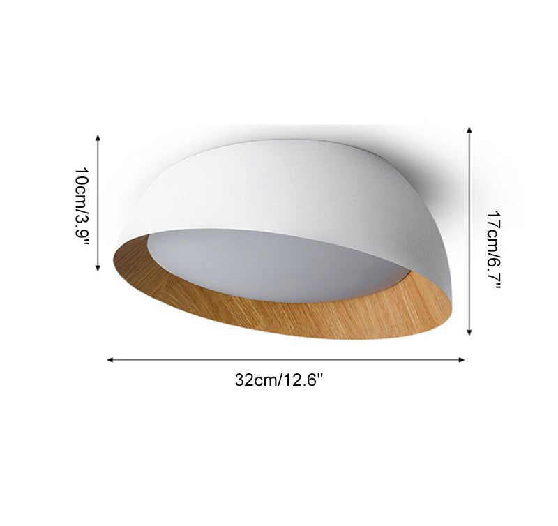 Plafonnier Rond Asymétrique Finition Bois – Ø32 à 50 cm