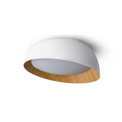 Plafonnier Rond Asymétrique Finition Bois – Ø32 à 50 cm
