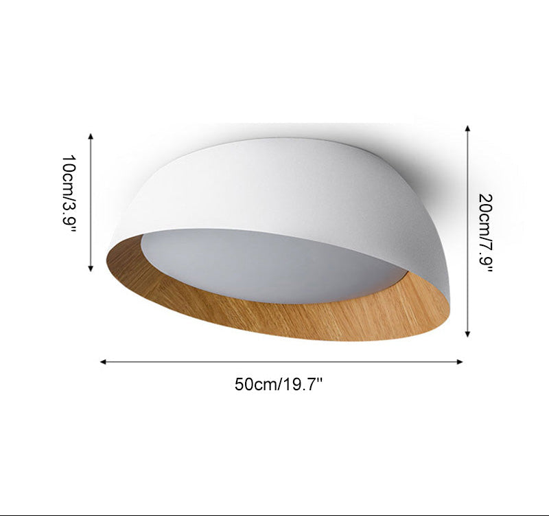 Plafonnier Rond Asymétrique Finition Bois – Ø32 à 50 cm