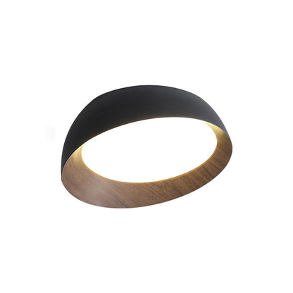 Plafonnier Rond Asymétrique Finition Bois – Ø32 à 50 cm