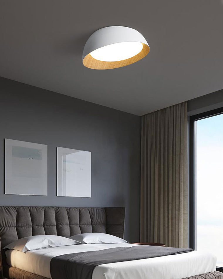 Plafonnier Rond Asymétrique Finition Bois – Ø32 à 50 cm