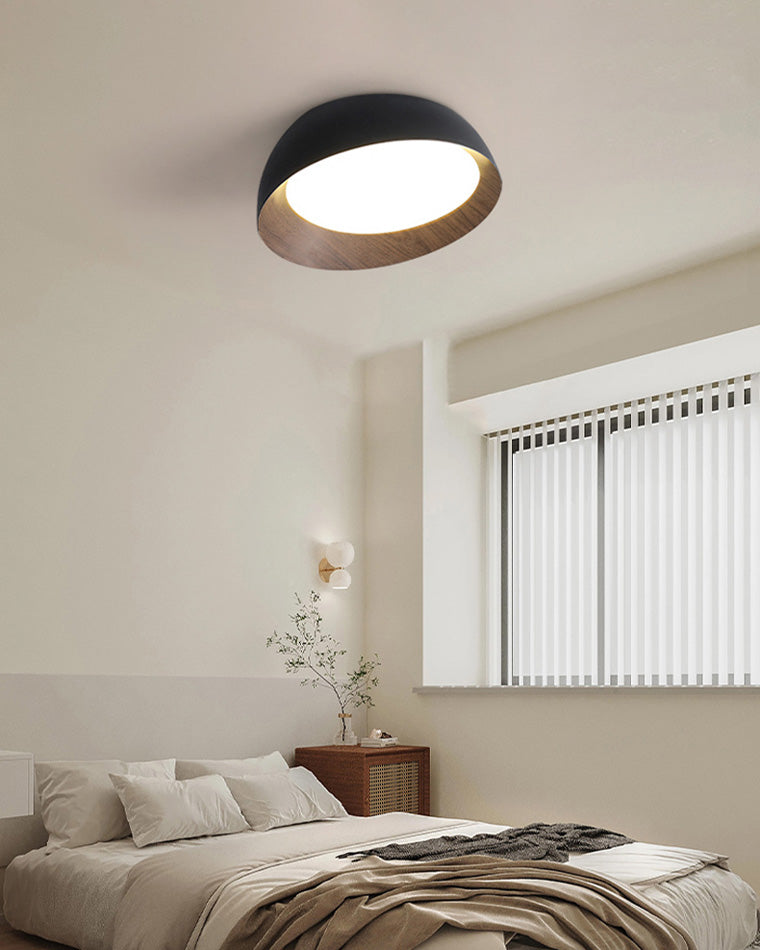 Plafonnier Rond Asymétrique Finition Bois – Ø32 à 50 cm