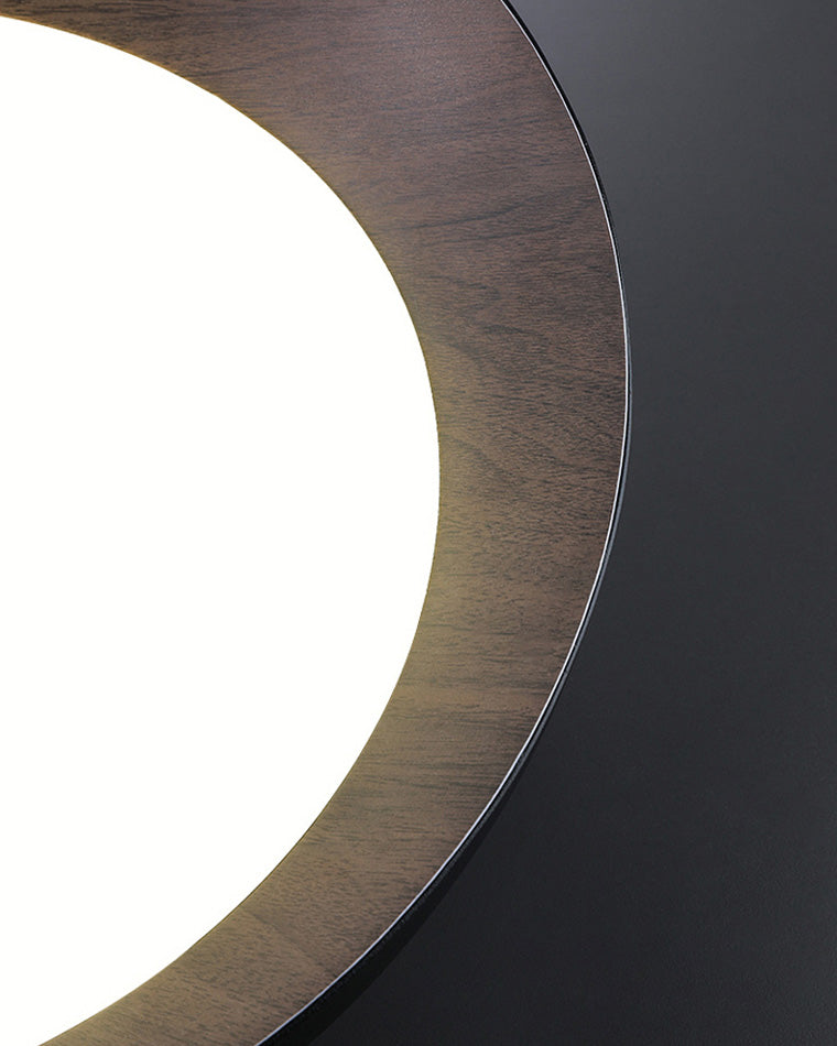 Plafonnier Rond Asymétrique Finition Bois – Ø32 à 50 cm
