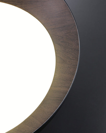 Plafonnier Rond Asymétrique Finition Bois – Ø32 à 50 cm