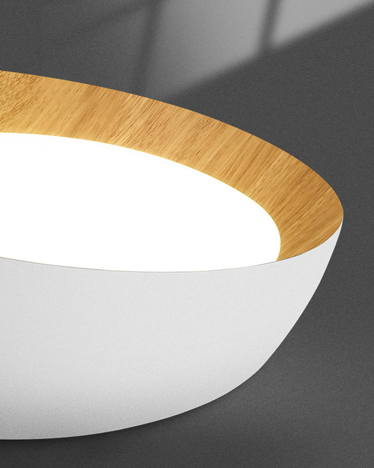 Plafonnier Rond Asymétrique Finition Bois – Ø32 à 50 cm