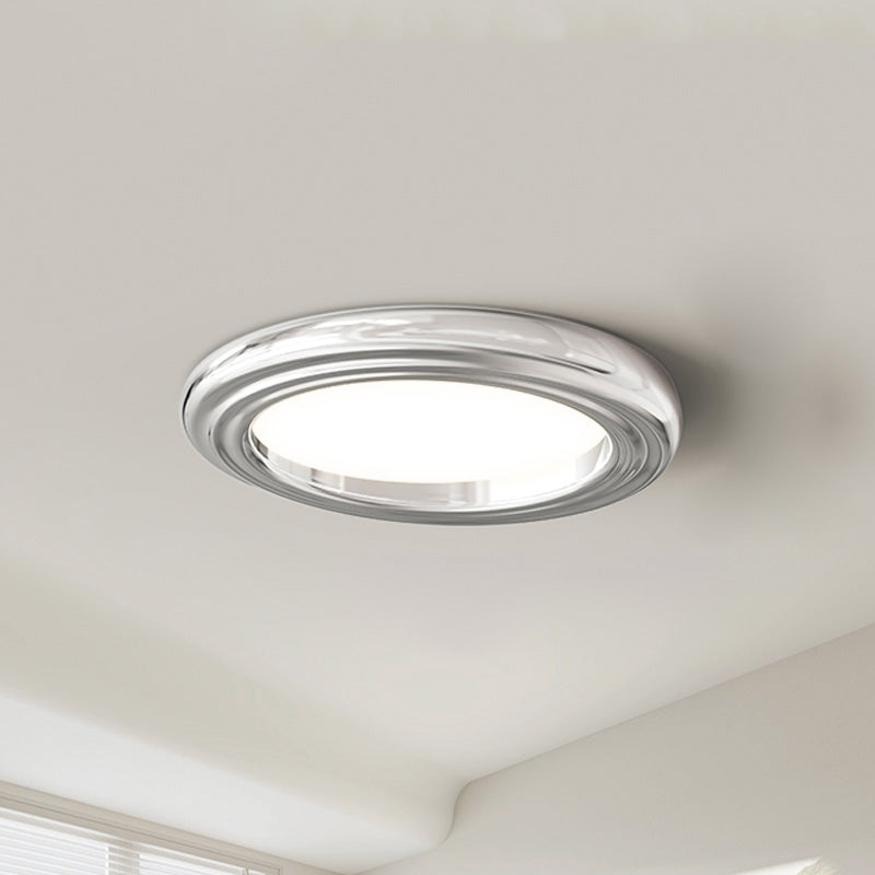 Plafonnier Rond Plat Chrome à Intensité Variable