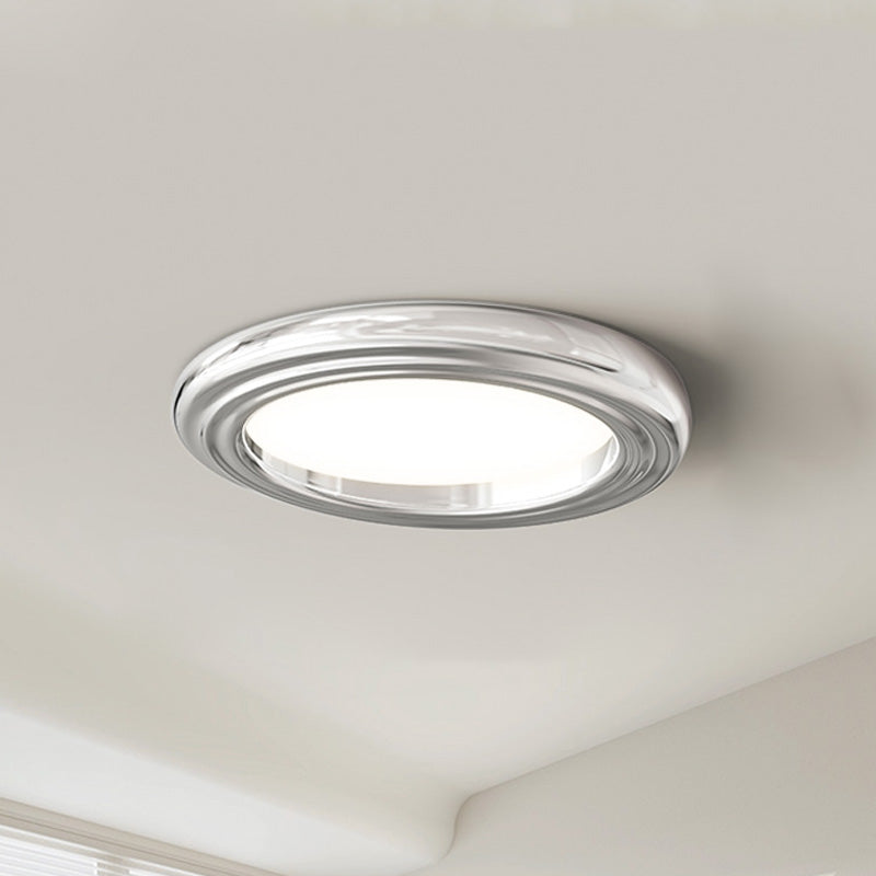 Plafonnier Rond Plat Chrome à Intensité Variable