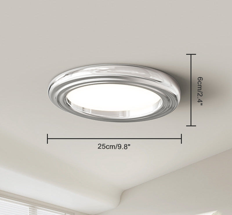 Plafonnier Rond Plat Chrome à Intensité Variable