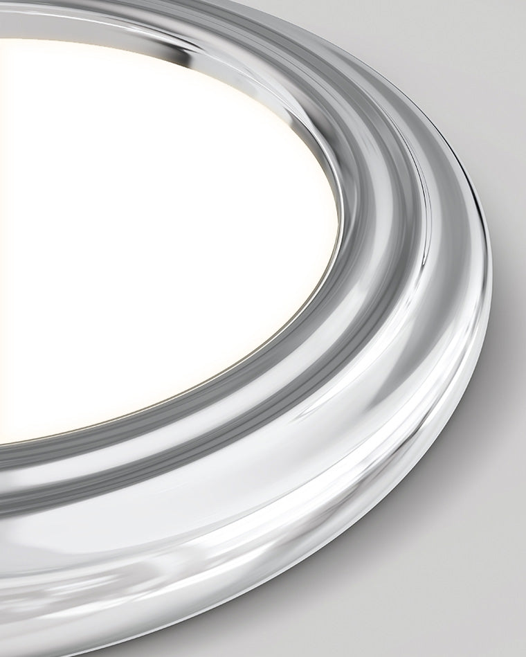 Plafonnier Rond Plat Chrome à Intensité Variable
