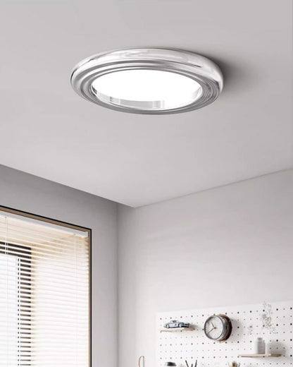 Plafonnier Rond Plat Chrome à Intensité Variable