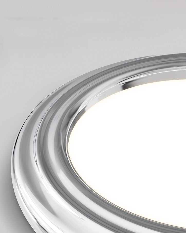 Plafonnier Rond Plat Chrome à Intensité Variable