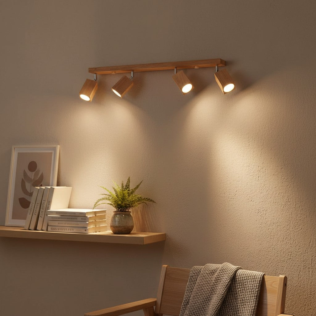 Plafonnier Spots Orientables en Bois