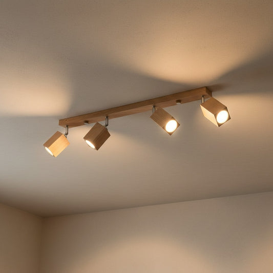 Plafonnier Spots Orientables en Bois