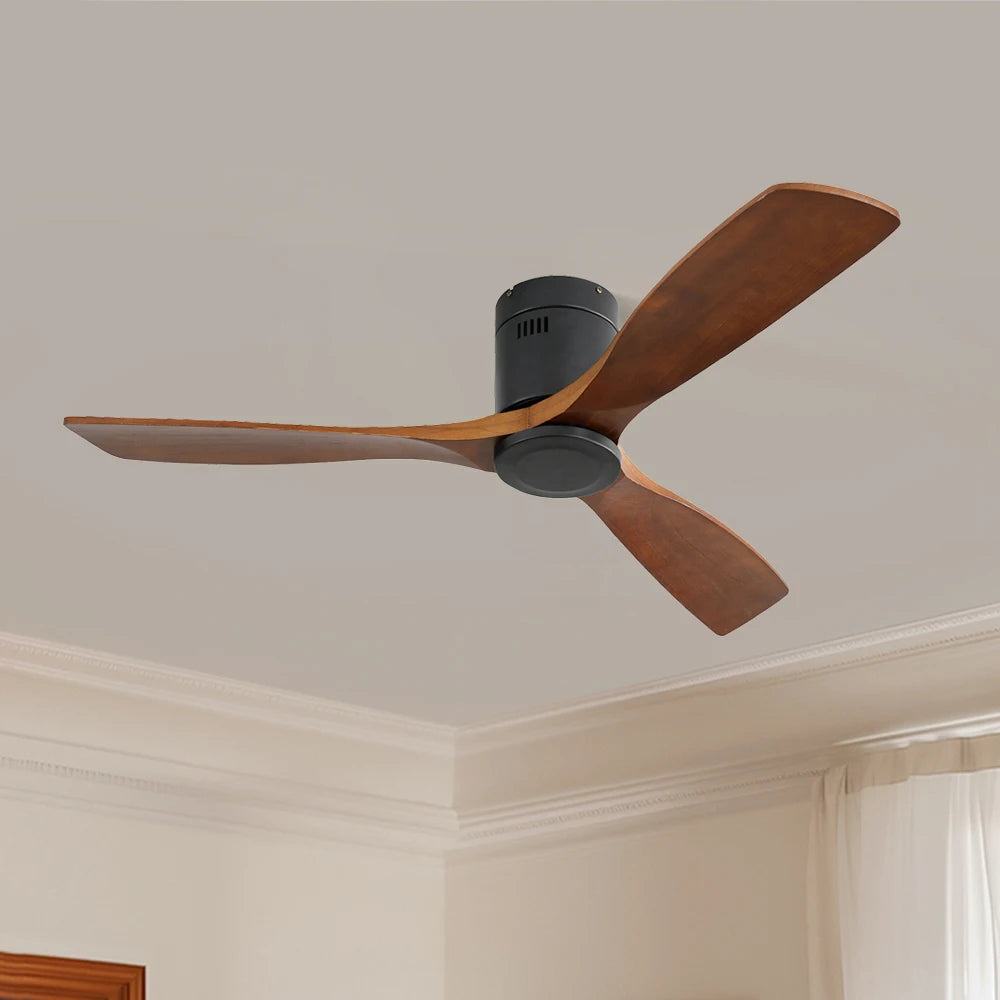 Plafonnier Ventilateur Noir et Bois