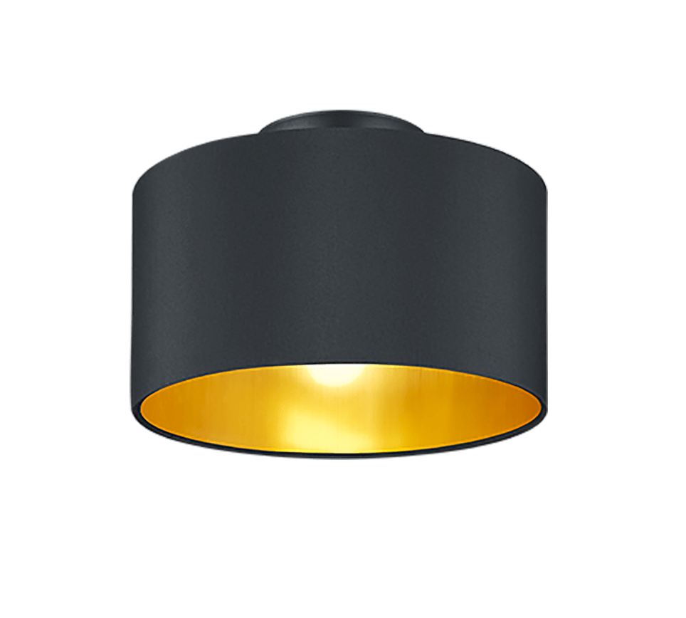 Plafonnier rond abat jour en tissu noir