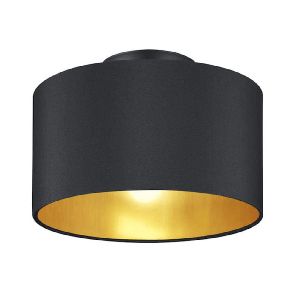 Plafonnier rond abat jour en tissu noir