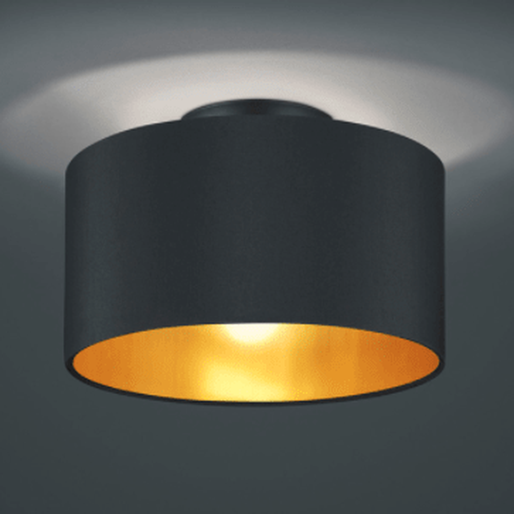Plafonnier rond abat jour en tissu noir