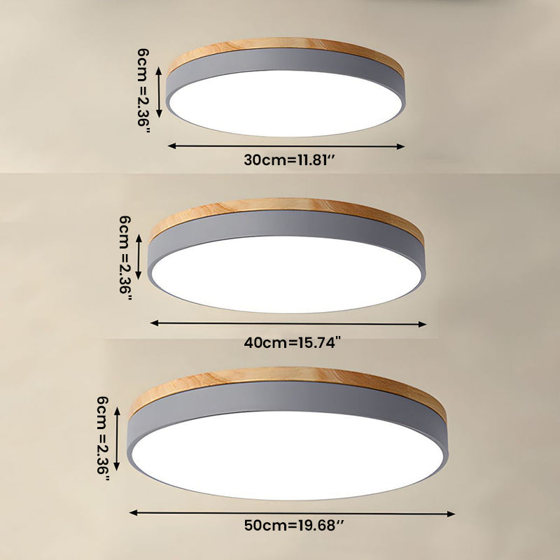 Plafonnier Élégance Bois LED - Luminaire Rond Design Moderne 3
