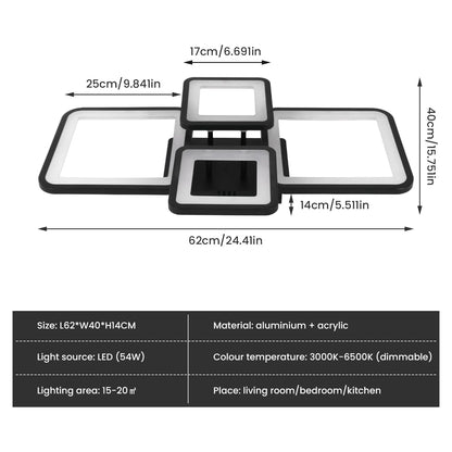 Plafonnier LED Dimmable - Éclat Moderne Design pour Salon et Cuisine 1