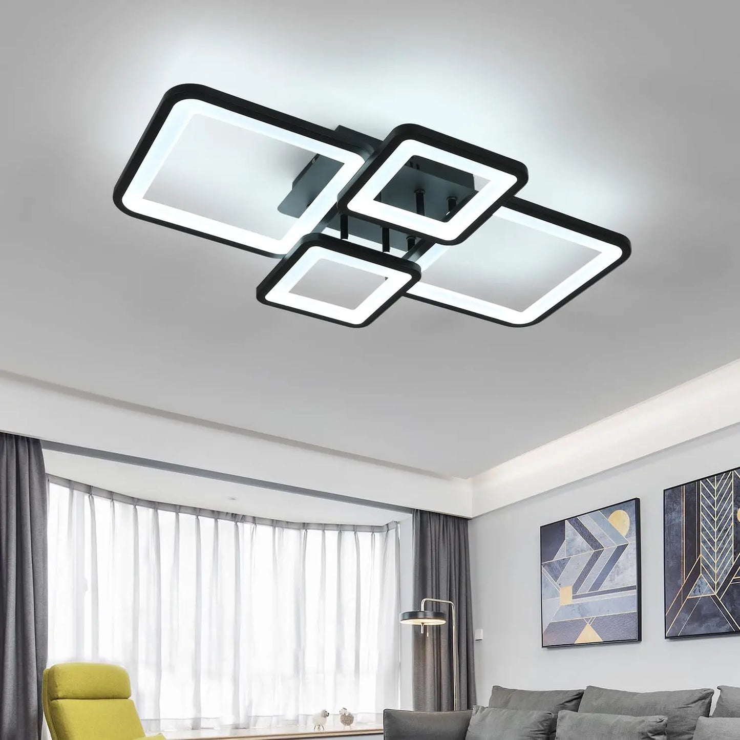 Plafonnier LED Dimmable - Éclat Moderne Design pour Salon et Cuisine 2