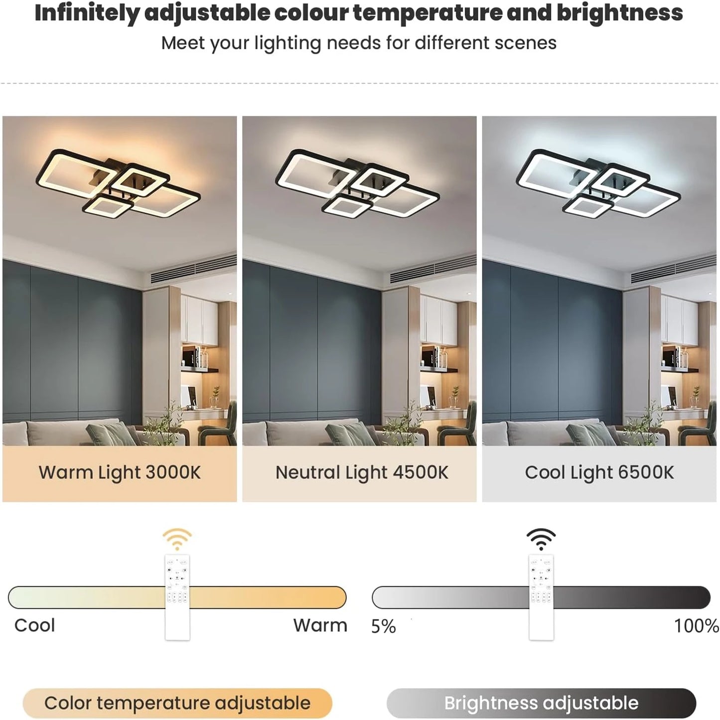 Plafonnier LED Dimmable - Éclat Moderne Design pour Salon et Cuisine 3