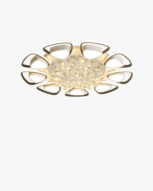 Plafonnier Moderne Rond Motif Fleur Cristal